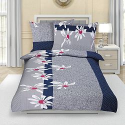 Bellatex Bavlněné povlečení Kopretina šedá, 140 x 200 cm, 70 x 90 cm