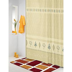 Bellatex Sprchový závěs Lístky béžovotyrkysová, 180 x 200 cm