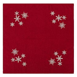BO-MA Trading Vánoční ubrus Vločky červená, 85 x 85 cm