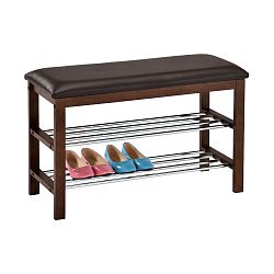 Botník se sedátkem 2 patra, hnědá/hnědá, 80 x 30 x 49 cm