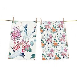 Butter Kings Kuchyňská utěrka Birds with flowers, 50 x 70 cm, sada 2 ks