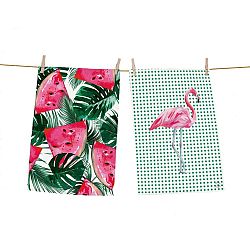 Butter Kings Kuchyňská utěrka Watermelon flamingo, 70 x 50 cm, sada 2 ks