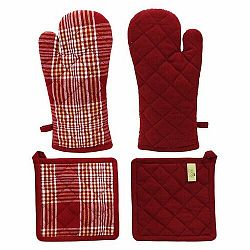 Chňapka s magnetem a podložka Červené káro, 18 x 32 cm, 20 x 20 cm