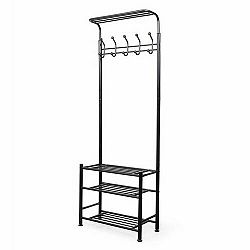 Compactor Předsíňová věšáková stěna s policemi na boty, kovová, černá