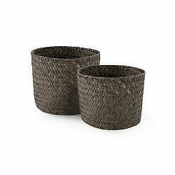 Compactor Set 2 ks pletených košíků Compactor MIKA, malý 14 x 11 cm, velký 16 x 12 cm, kouřově hnědý