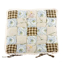 Dakls Prošívaný sedák Kostky bílá s krajkou, 40 x 40 cm