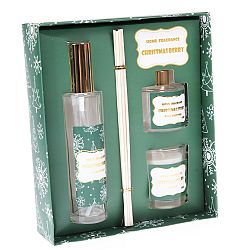 Dárková sada Vánoční bobule, 18,5 x 22 x 5,7 cm, vonný sprej + difuzér + svíčka