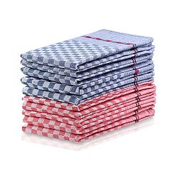 DecoKing Kuchyňská utěrka Louie modrá, červená, 50 x 70 cm, sada 10 ks