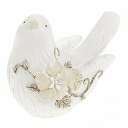 Dekorační ptáček z polyresinu Poly 13,5 x 10 cm, bílá