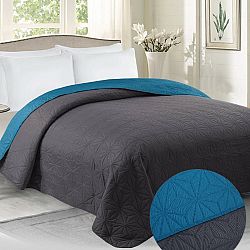 Domarex Oboustranný přehoz na postel Vera grafitová/modrá, 220 x 240 cm