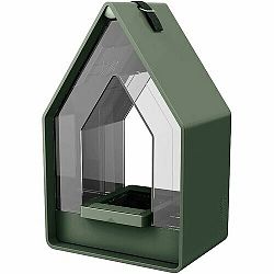 Emsa Krmítko pro ptáčky se zásobníkem Landhaus tmavě zelená, 15 x 24 cm