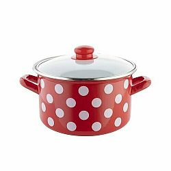 Florina Smaltovaný hrnec s poklicí Puntík, 20 cm, červená