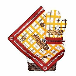 Forbyt Kuchyňská sada utěrka a chňapka Pečivo bordová, 40 x 70 cm cm, 17 x 27 cm