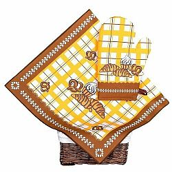 Forbyt Kuchyňská sada utěrka a chňapka Pečivo hnědá, 40 x 70 cm cm, 17 x 27 cm