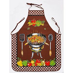 Forbyt Kuchyňská zástěra a chňapka Barbecue hnědá, 75 x 80 cm, 28 x 18 cm