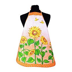 Forbyt Kuchyňská zástěra a chňapka Slunečnice oranžová, 60 x 75 cm, 18 x 28 cm