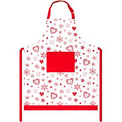Forbyt Vánoční zástěra Vločka a srdce červená, 70 x 90 cm