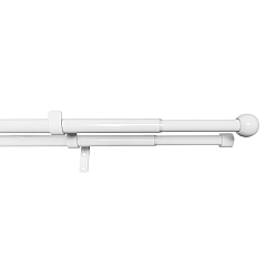 Gardinia Souprava záclonová dvojitá roztažitelná KOULE 16/19 mm, 120 -230 cm, bílá bez kroužků, 120 - 230 cm