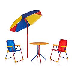 HAPPY GREEN Dětský zahradní set TIMMY, 2 židle, stolek a slunečník