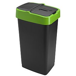 Heidrun Odpadkový koš 60 l, černý se zeleným pruhem