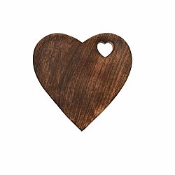 InDecor Podložka pod hrnec z mangového dřeva Srdce, 25 x 25 x 2,5 cm
