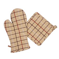 Jahu Chňapka a podložka béžovošedá, 17 x 33 cm, 20 x 20 cm, sada 2 ks