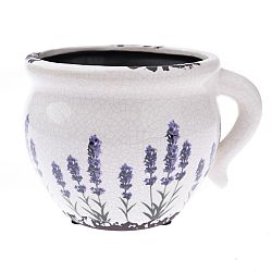 Keramický obal na květináč Levandule antik, 14 x 12 x 9,5 cm