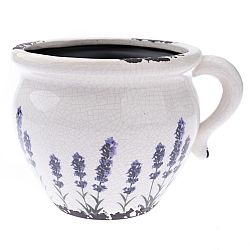 Keramický obal na květináč Levandule antik, 17 x 14 x 12 cm