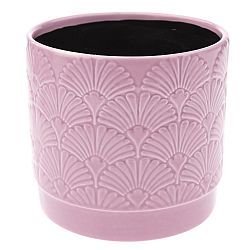 Keramický obal na květináč Shells, růžová, 13,5 x 12,5 x 12 cm