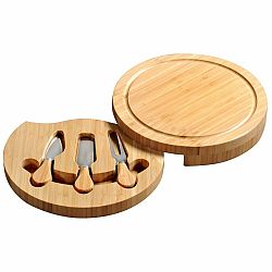 Kesper 58642 Prkénko na krájení sýra s příborem bambus, 23 x 23 x 3,6 cm