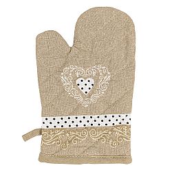 Kuchyňská chňapka s magnetem Srdce béžová, 17 x 27 cm