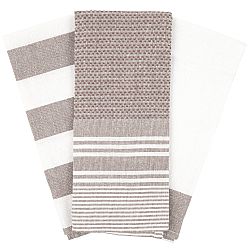 Kuchyňská utěrka Stripes hnědá, 45 x 75 cm, sada 3 ks