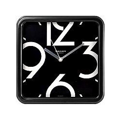 Nástěnné hodiny s minerálním sklem černá, 25 x 25 cm