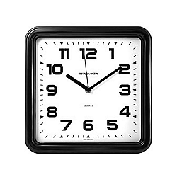 Nástěnné hodiny s minerálním sklem černobílá, 25 x 25 cm