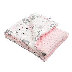 New Baby Dětská deka z Minky Medvídci růžová, 80 x 102 cm