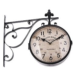 Oboustranné závěsné kovové hodiny London bridge, 41 x 37 x 8 cm