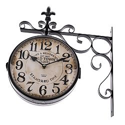 Oboustranné závěsné kovové hodiny Standard time, 38 x 40 cm