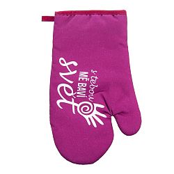 Orion Kuchyňská chňapka S TEBOU MĚ BAVÍ SVĚT vínová, 28 x 16 cm