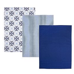 Orion Kuchyňská utěrka Blue Shapes, 50 x 70 cm, sada 3 ks