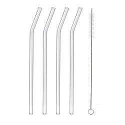 Orion Sada skleněných nápojových brček s kartáčkem, 4 ks