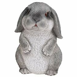 Polyresinová dekorace sedící králík Bunn šedá, 15 cm