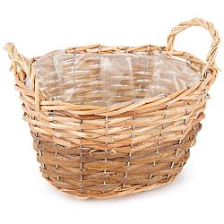 Proutěný košík, obal na květináč s fólií Gala, 24 x 14 x 18 cm