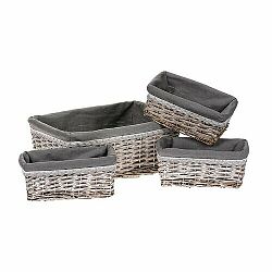 Sada proutěných košů Lucille šedá, 4 ks, 2 velikosti, 41 x 17 x 31 cm