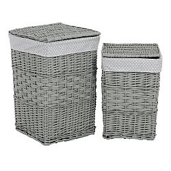 Sada proutěných košů na prádlo Šedý puntík, 2 ks, 2 velikosti, 40 x 60 x 40 cm