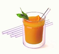 Sada skleněných brček s kartáčkem na čištění rovné 15 cm, 6 ks