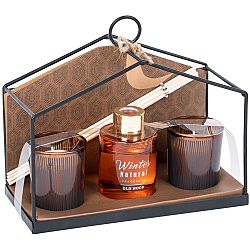 Sada svíček a difuzéru Winter natural Old wood 3 ks, 20 x 9,5 x 15,5 cm