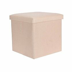 Taburet s úložným prostorem Tyra, béžová, 38 x 38 x 38 cm