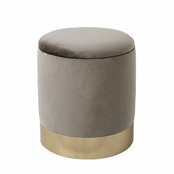 Tempo Kondela Taburet, šedohnědá TAUPE Velvet látka/gold chrom-zlatá, ANIZA
