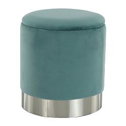 Tempo Kondela Taburet, zelená-mentol Velvet látka/stříbrná chrom, Daron