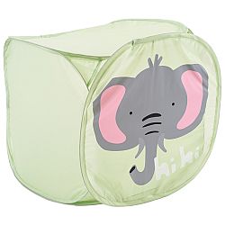 Textilní úložný box Hatu, slon, 45 x 45 x 45 cm, zelená